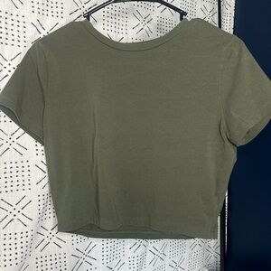 Wild Fable Green Fitted Crop T-Shirt